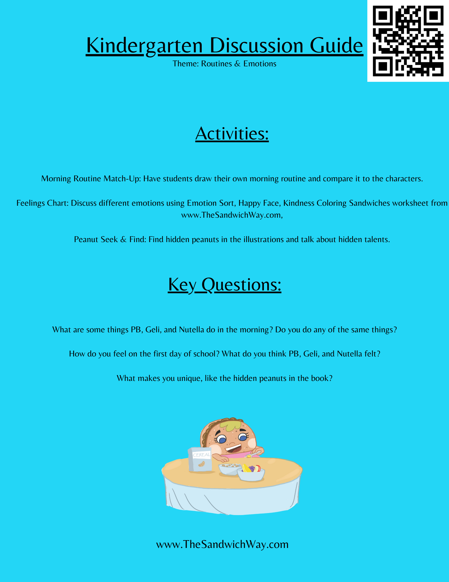 Cover of 'The Sandwich Way' discussion guide for Kindergarten
